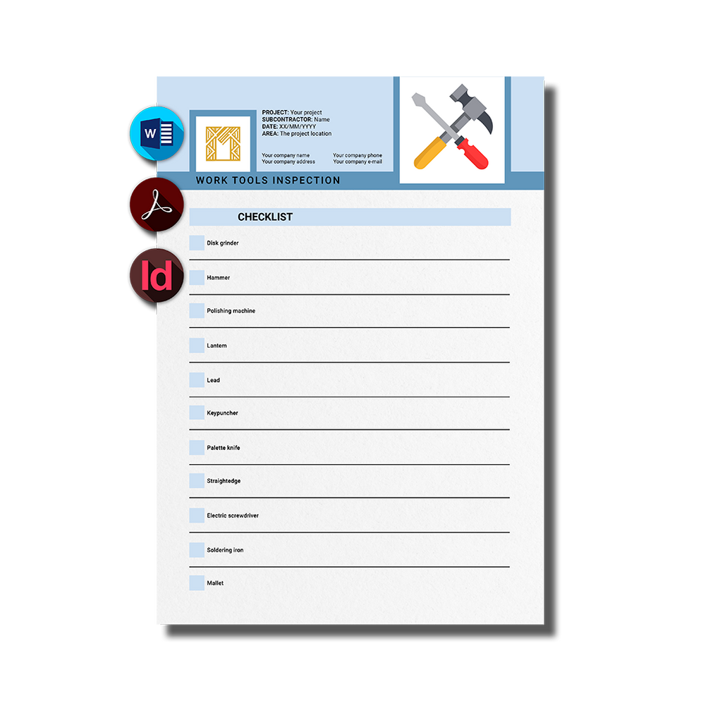 Work construction tools checklist — ArquiFlash