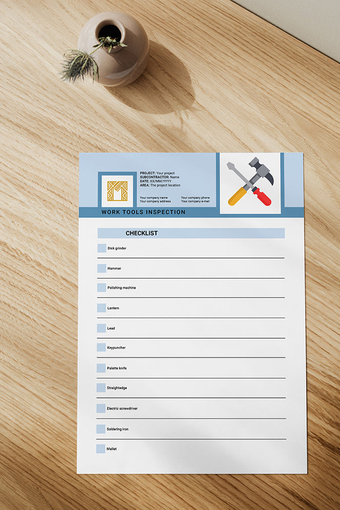Tool Task Checklist Work construction tools checklist — ArquiFlash
