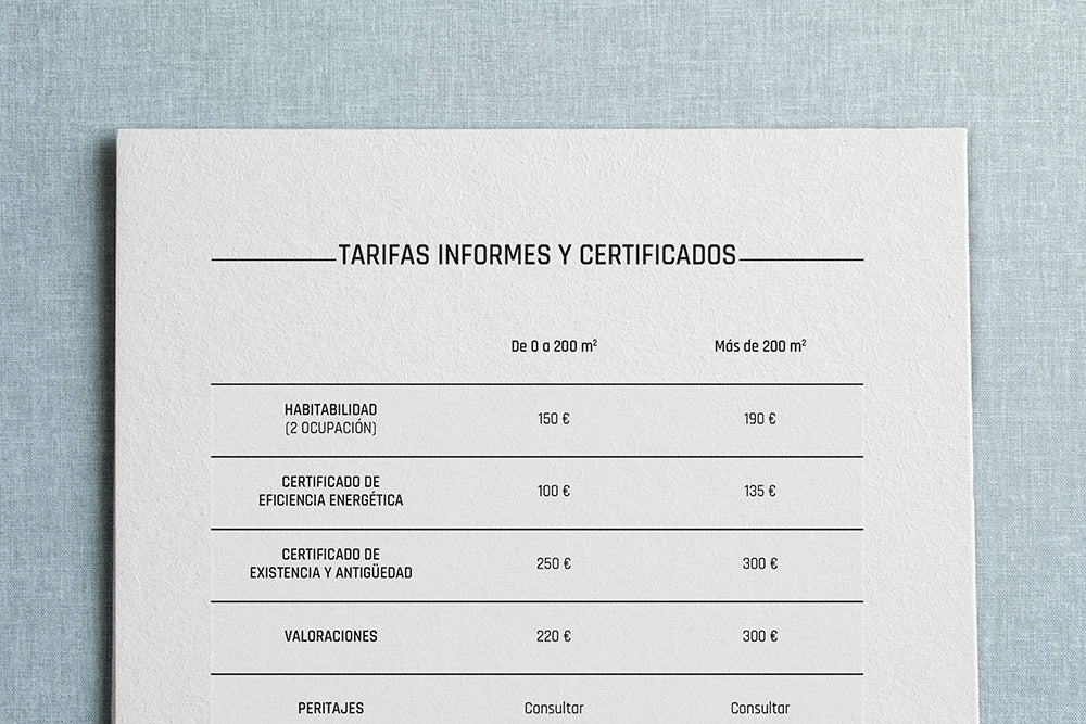Spanish Home Certificates Price list